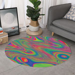 Psychedelic Rave Print Round Rug