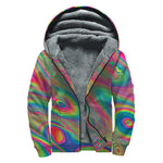 Psychedelic Rave Print Sherpa Lined Zip Up Hoodie