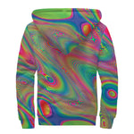 Psychedelic Rave Print Sherpa Lined Zip Up Hoodie