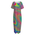 Psychedelic Rave Print Short Sleeve Long Nightdress