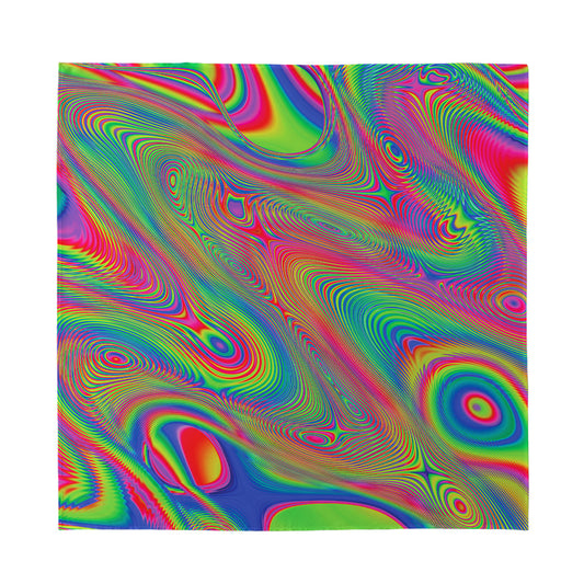 Psychedelic Rave Print Silk Bandana