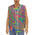 Psychedelic Rave Print Sleeveless Baseball Jersey