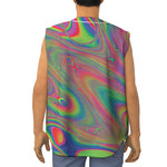 Psychedelic Rave Print Sleeveless Baseball Jersey