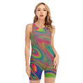 Psychedelic Rave Print Sleeveless One Piece Swimsuit
