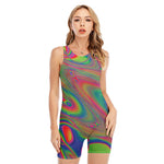 Psychedelic Rave Print Sleeveless One Piece Swimsuit