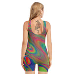 Psychedelic Rave Print Sleeveless One Piece Swimsuit