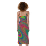 Psychedelic Rave Print Slim Fit Midi Cami Dress