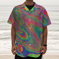 Psychedelic Rave Print Textured Short Sleeve Shirt
