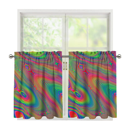 Psychedelic Rave Print Tier Curtains