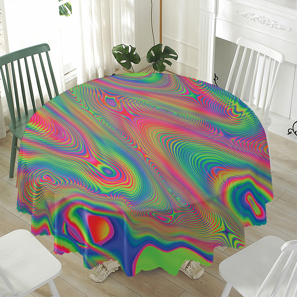 Psychedelic Rave Print Waterproof Round Tablecloth