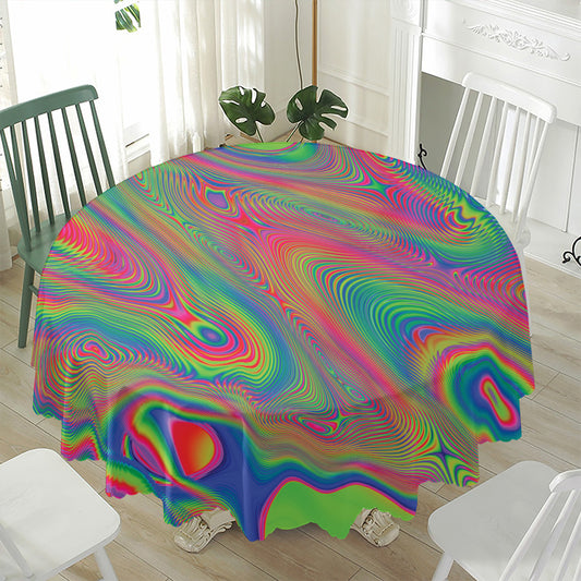 Psychedelic Rave Print Waterproof Round Tablecloth