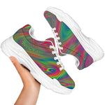 Psychedelic Rave Print White Chunky Shoes