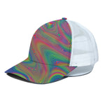 Psychedelic Rave Print White Mesh Trucker Cap