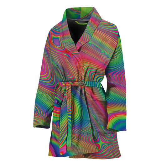 Psychedelic Rave Print Women's Bathrobe