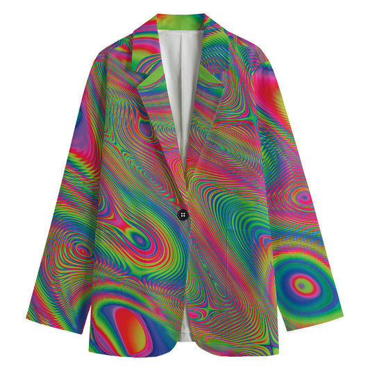 Psychedelic Rave Print Women's Blazer