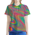 Psychedelic Rave Print Women's Polo Shirt