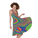 Psychedelic Rave Print Women's Sleeveless Dress