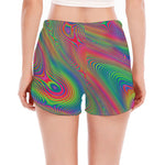 Psychedelic Rave Print Women's Split Running Shorts