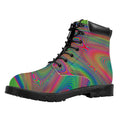 Psychedelic Rave Print Padded Collar Lace Up Boots