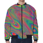 Psychedelic Rave Print Zip Sleeve Bomber Jacket