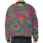 Psychedelic Rave Print Zip Sleeve Bomber Jacket