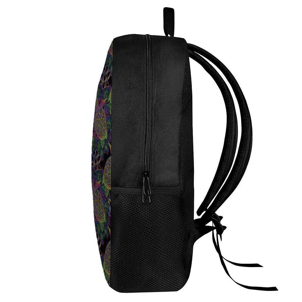 Psychedelic Sea Turtle Pattern Print 17 Inch Backpack