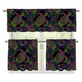 Psychedelic Sea Turtle Pattern Print 3 Piece Kitchen Curtains