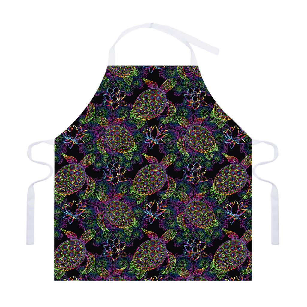 Psychedelic Sea Turtle Pattern Print Adjustable Apron