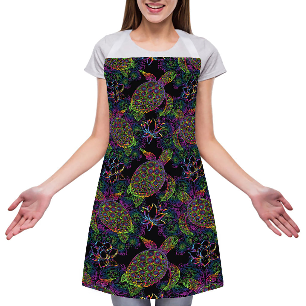 Psychedelic Sea Turtle Pattern Print Adjustable Apron