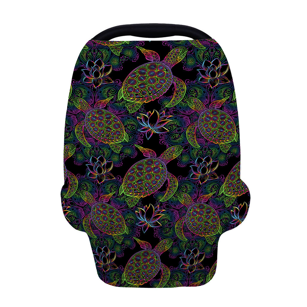 Psychedelic Sea Turtle Pattern Print Baby Seat Cover