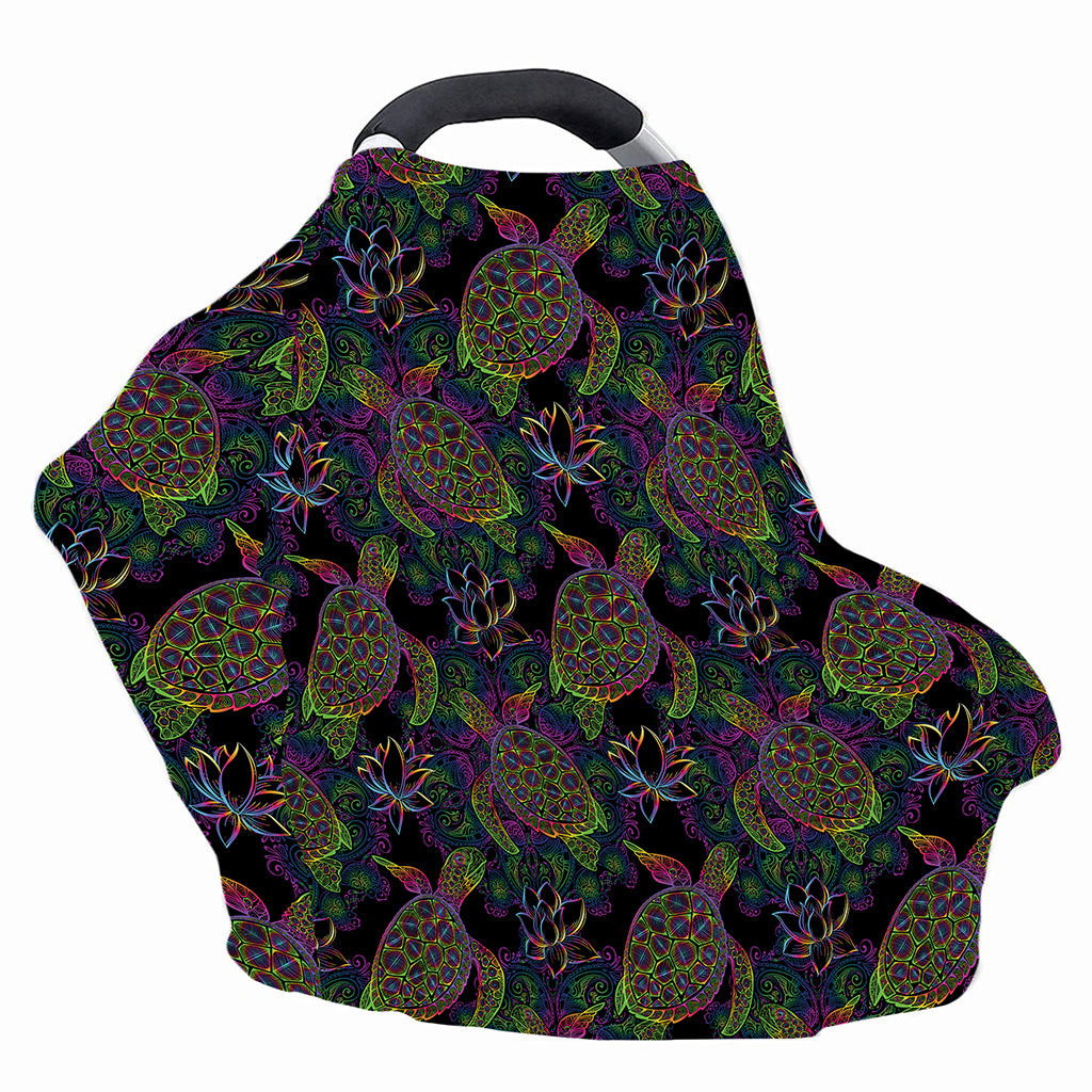 Psychedelic Sea Turtle Pattern Print Baby Seat Cover