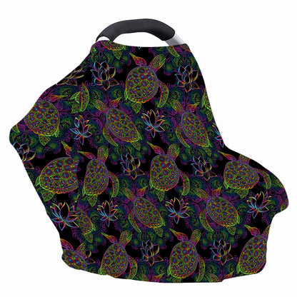 Psychedelic Sea Turtle Pattern Print Baby Seat Cover