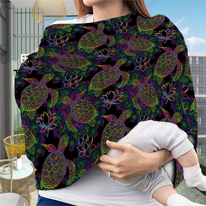 Psychedelic Sea Turtle Pattern Print Baby Seat Cover