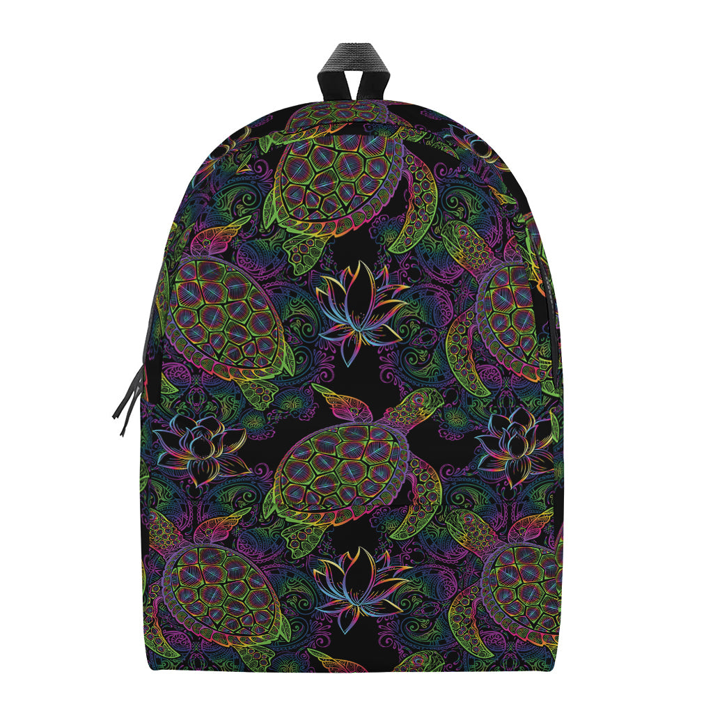 Psychedelic Sea Turtle Pattern Print Backpack