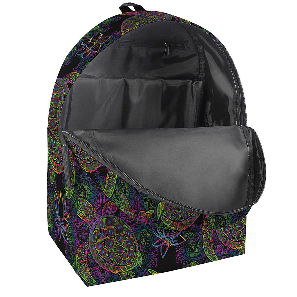Psychedelic Sea Turtle Pattern Print Backpack