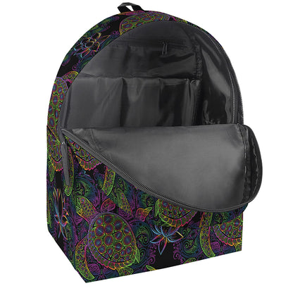 Psychedelic Sea Turtle Pattern Print Backpack