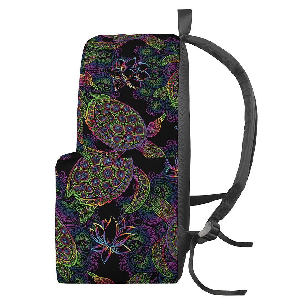 Psychedelic Sea Turtle Pattern Print Backpack