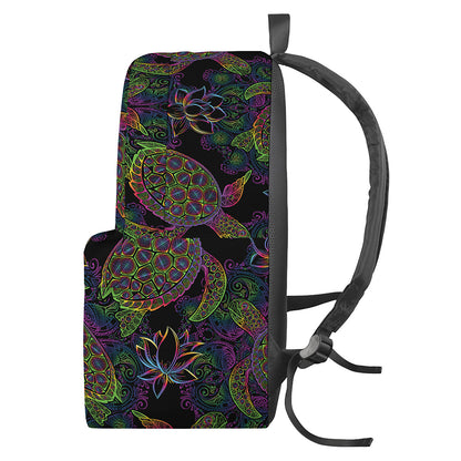 Psychedelic Sea Turtle Pattern Print Backpack
