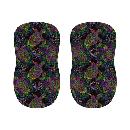 Psychedelic Sea Turtle Pattern Print Bar Stool Covers