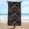 Psychedelic Sea Turtle Pattern Print Beach Towel