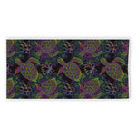 Psychedelic Sea Turtle Pattern Print Beach Towel