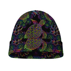 Psychedelic Sea Turtle Pattern Print Beanie