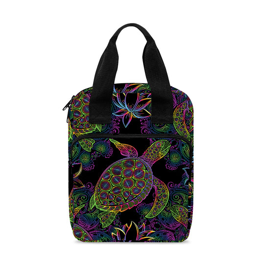 Psychedelic Sea Turtle Pattern Print Bible Tote Bag