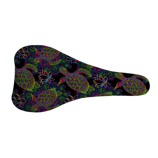 Psychedelic Sea Turtle Pattern Print Bicycle Seat Cover