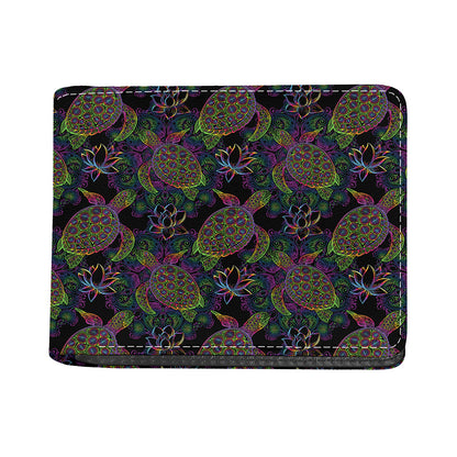 Psychedelic Sea Turtle Pattern Print Bifold Wallet