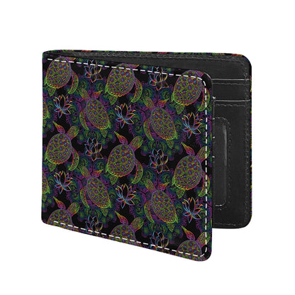 Psychedelic Sea Turtle Pattern Print Bifold Wallet