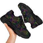 Psychedelic Sea Turtle Pattern Print Black Chunky Shoes