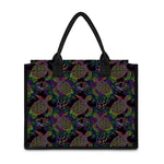 Psychedelic Sea Turtle Pattern Print Canvas Tote Bag