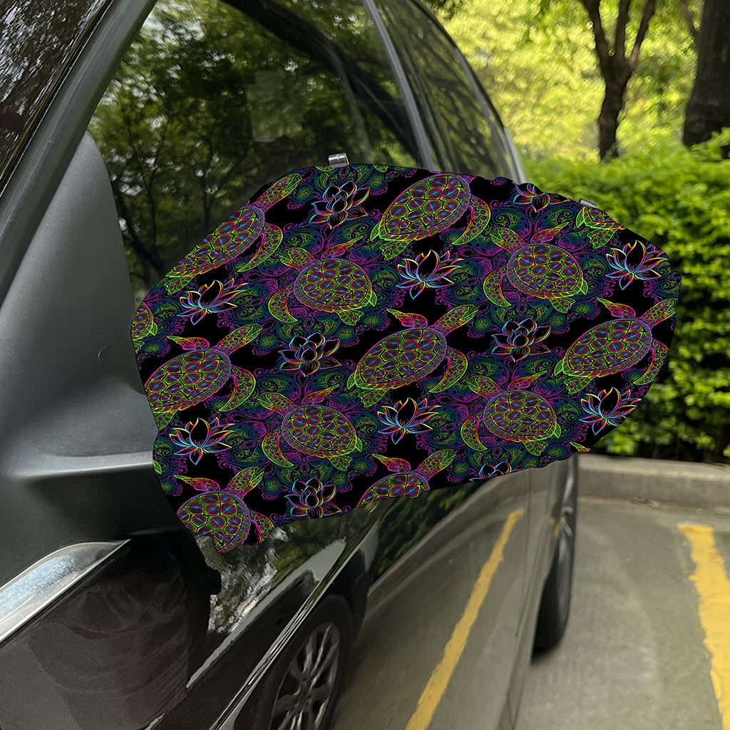 Psychedelic Sea Turtle Pattern Print Car Side Mirror Covers