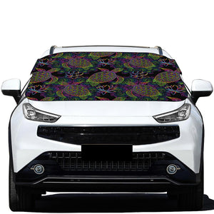 Psychedelic Sea Turtle Pattern Print Car Windshield Snow Cover